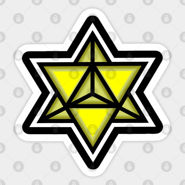 Merkaba Spiritual Symbol in Bright Yellow - Sacred Geometry - Solar Merkabah Shape - Merkaba Sticker by Bleeding Red Paint